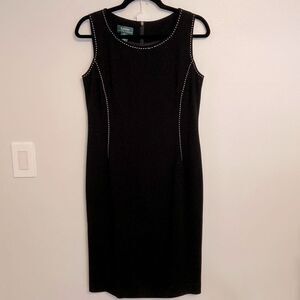 Lauren by Ralph Lauren Little Black Dress‎ with White Stitching Detail - Size 6
